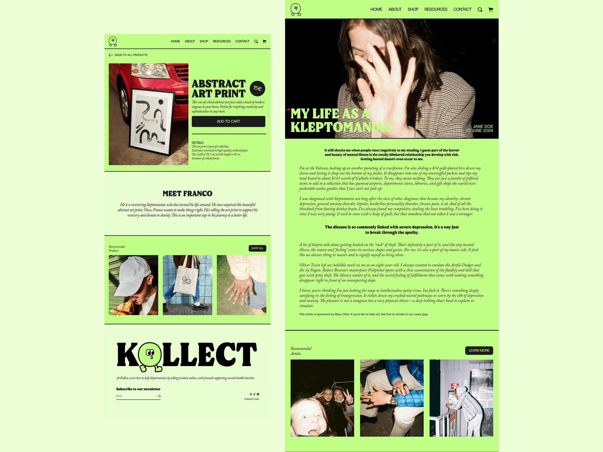 Brand identity and website design for youthful awareness ecommerce brand