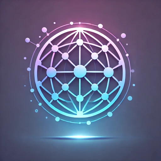  An icon representing managed network services_ a stylized globe with interconnected lines and nodes, glowing softly in gradients of blue and purple.