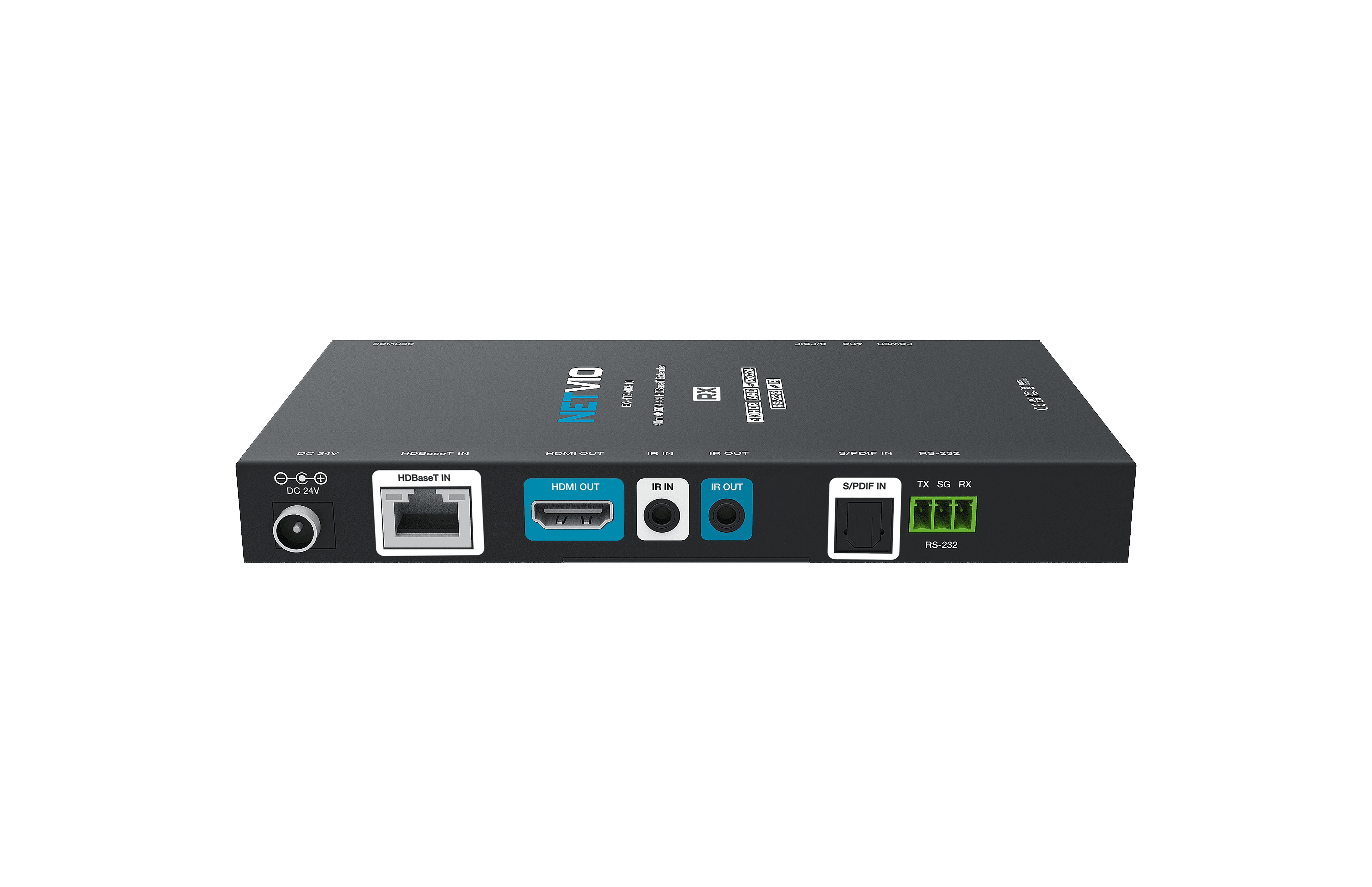Netvio HDBaseT RX, HDMI out, IR in/out, S/PDIF in, RS-232