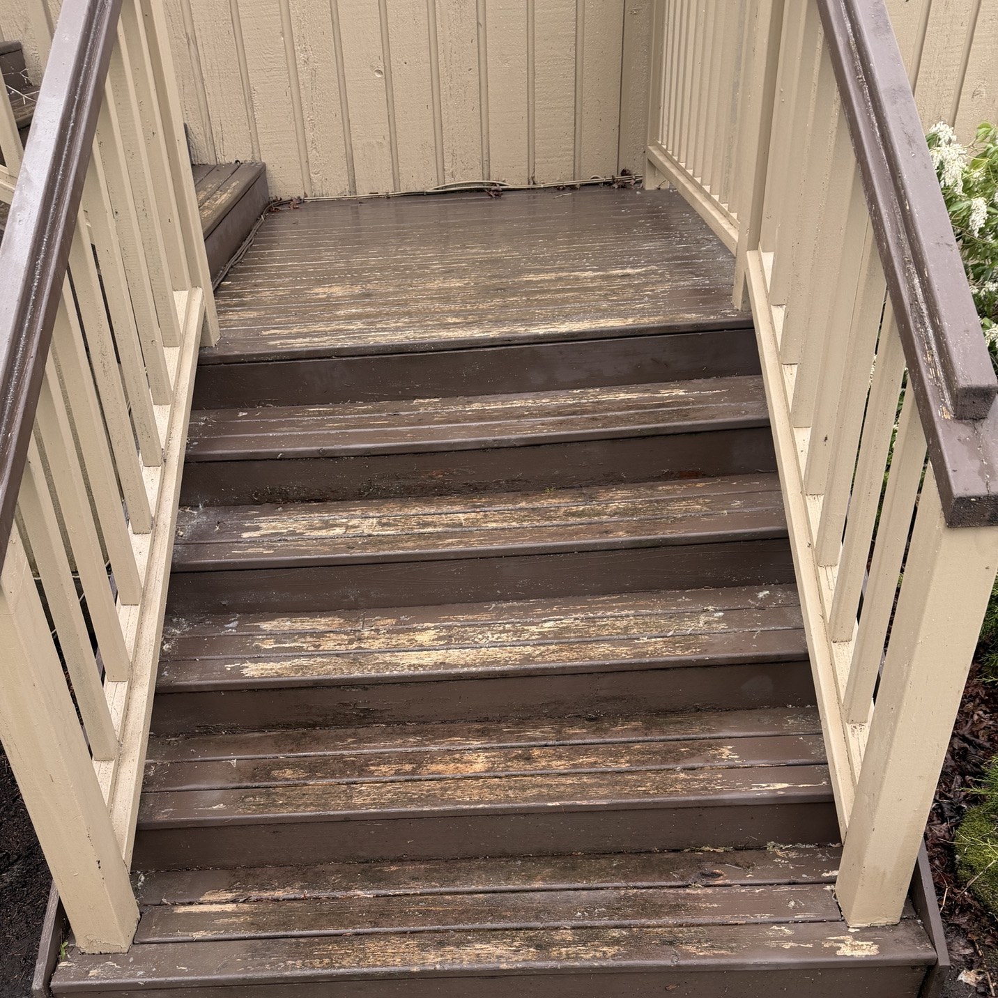 After: deck stairs cleaning & moss removal by Peterson Property Services in Granite Falls, WA