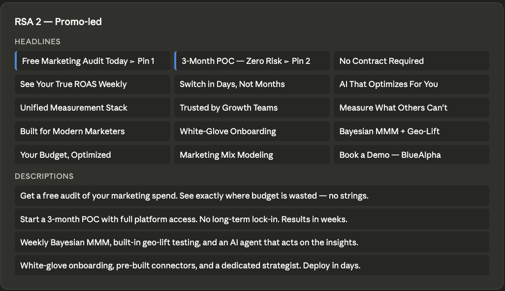 Google Ads Conquest Campaigns in Claude - RSA 2