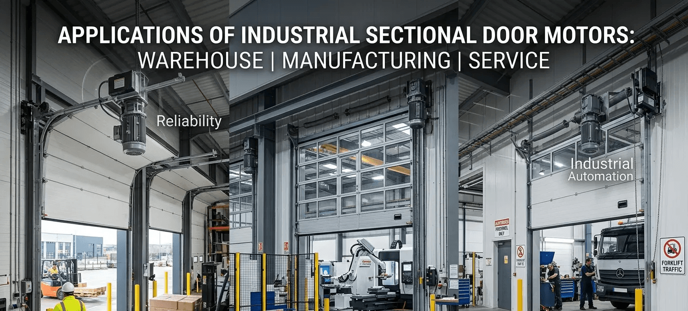 Industrial sectional door motors used in warehouse loading applications