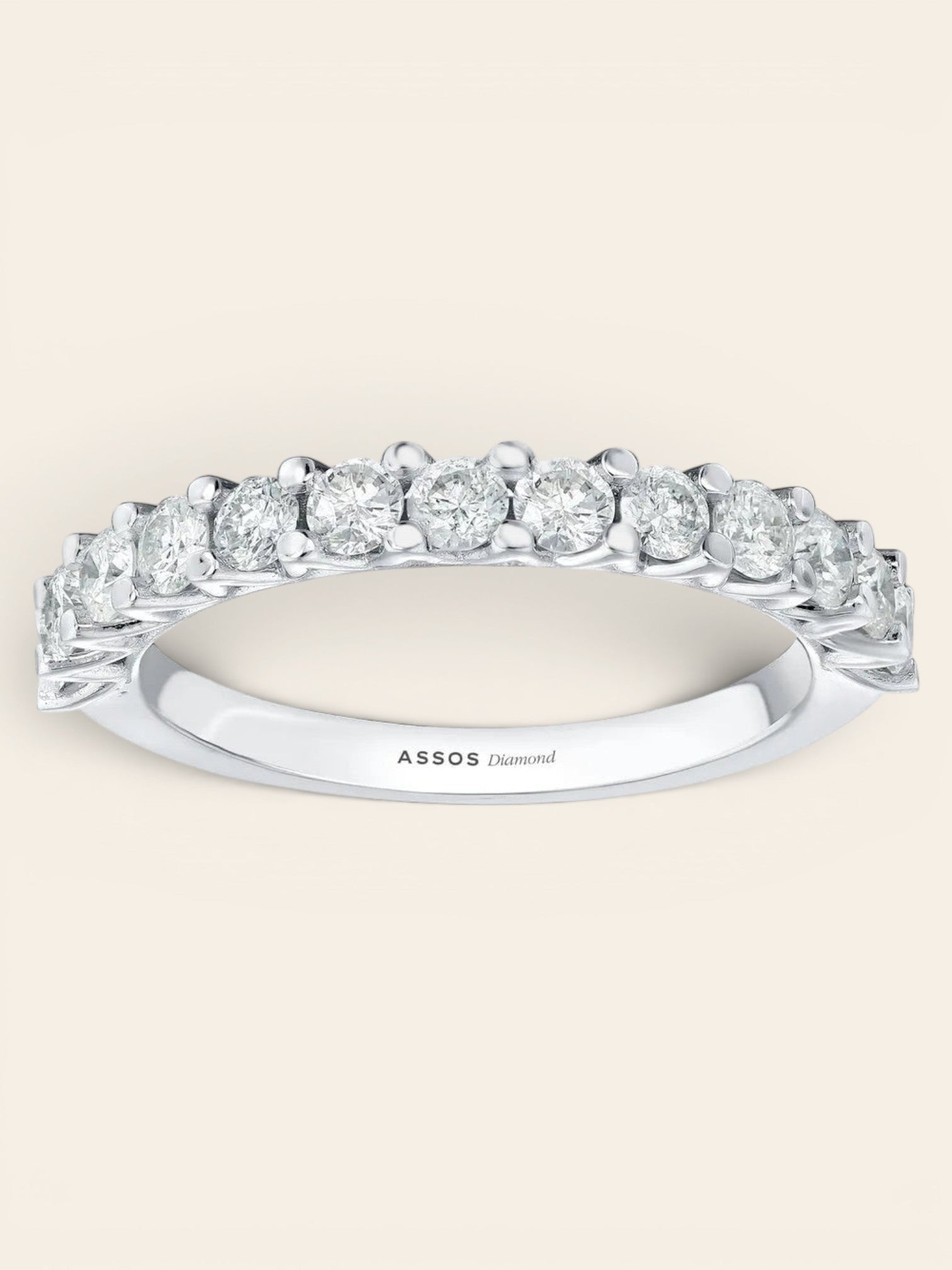 Assos 0.20 Karat Pırlanta Yarım Tur Beyaz Altın Yüzük