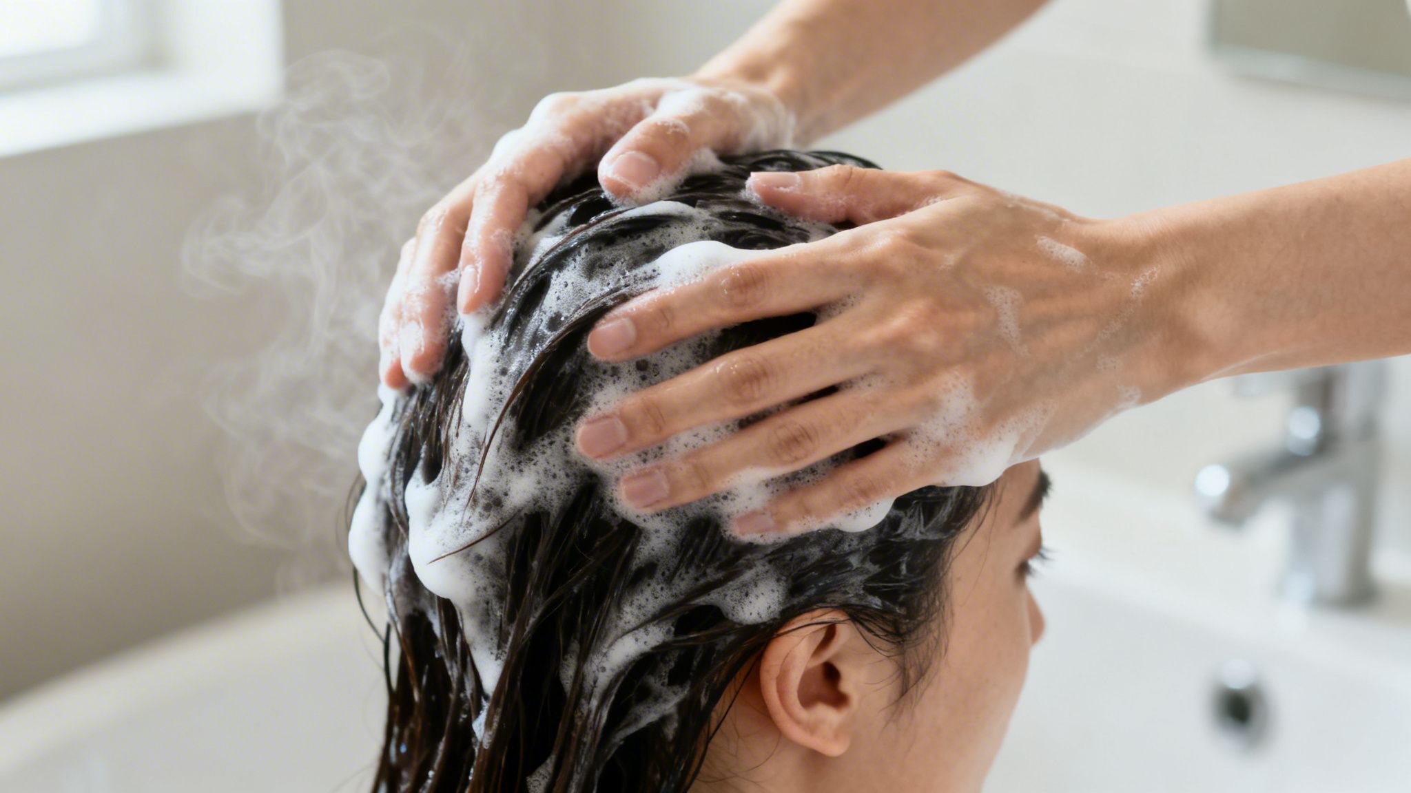 Woman getting her hair washed