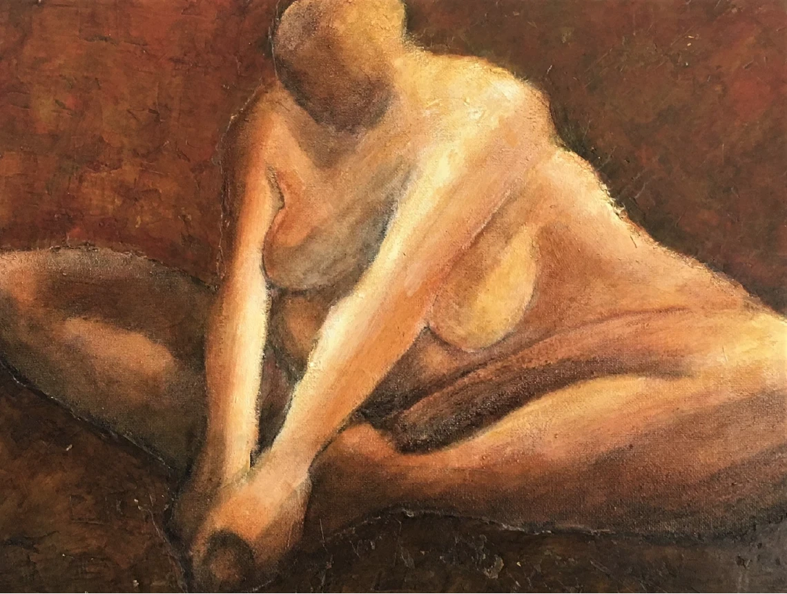 Earth Mother Pensive, 2019.  Pastel, mixed media on hardboard. by Barbara Walker.
