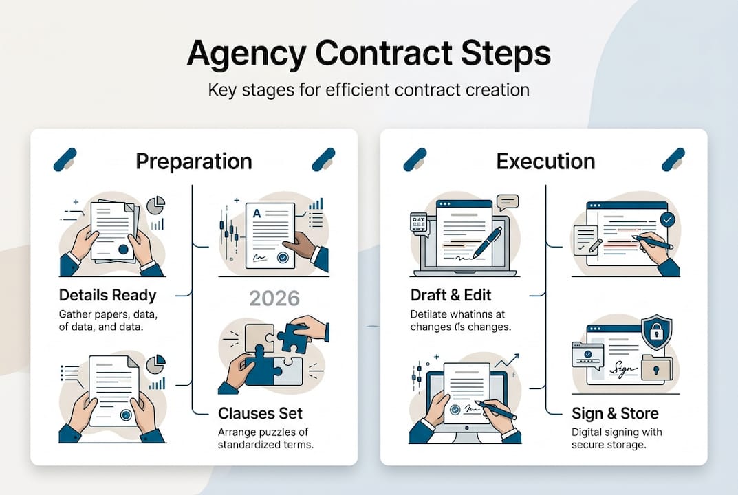 Infographic showing agency contract drafting steps