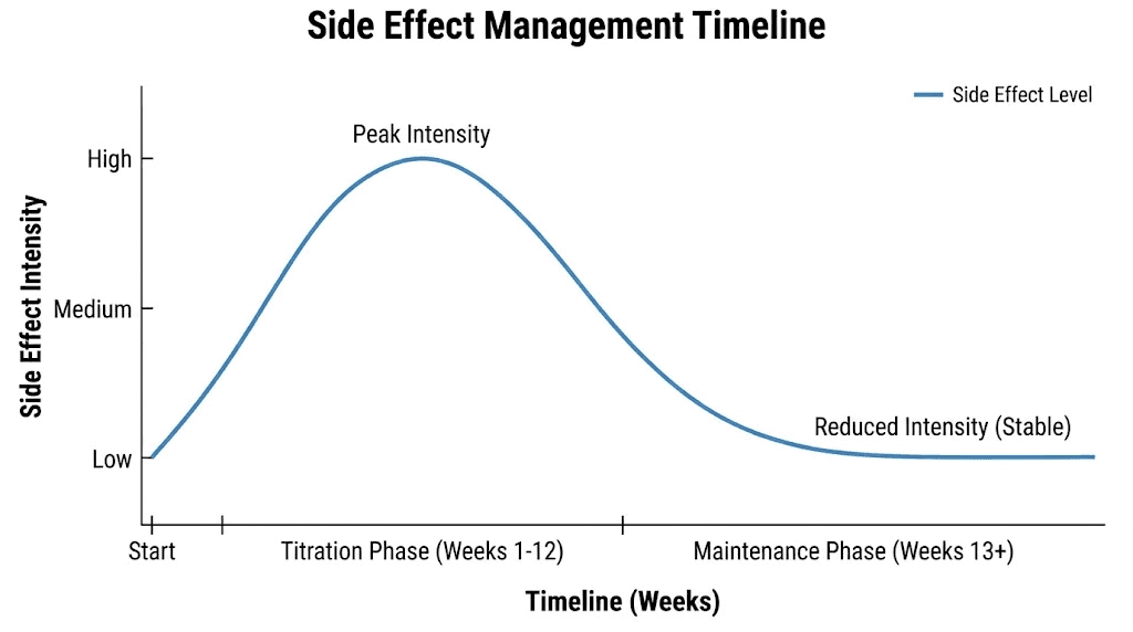 Retatrutide side effects timeline during titration phase