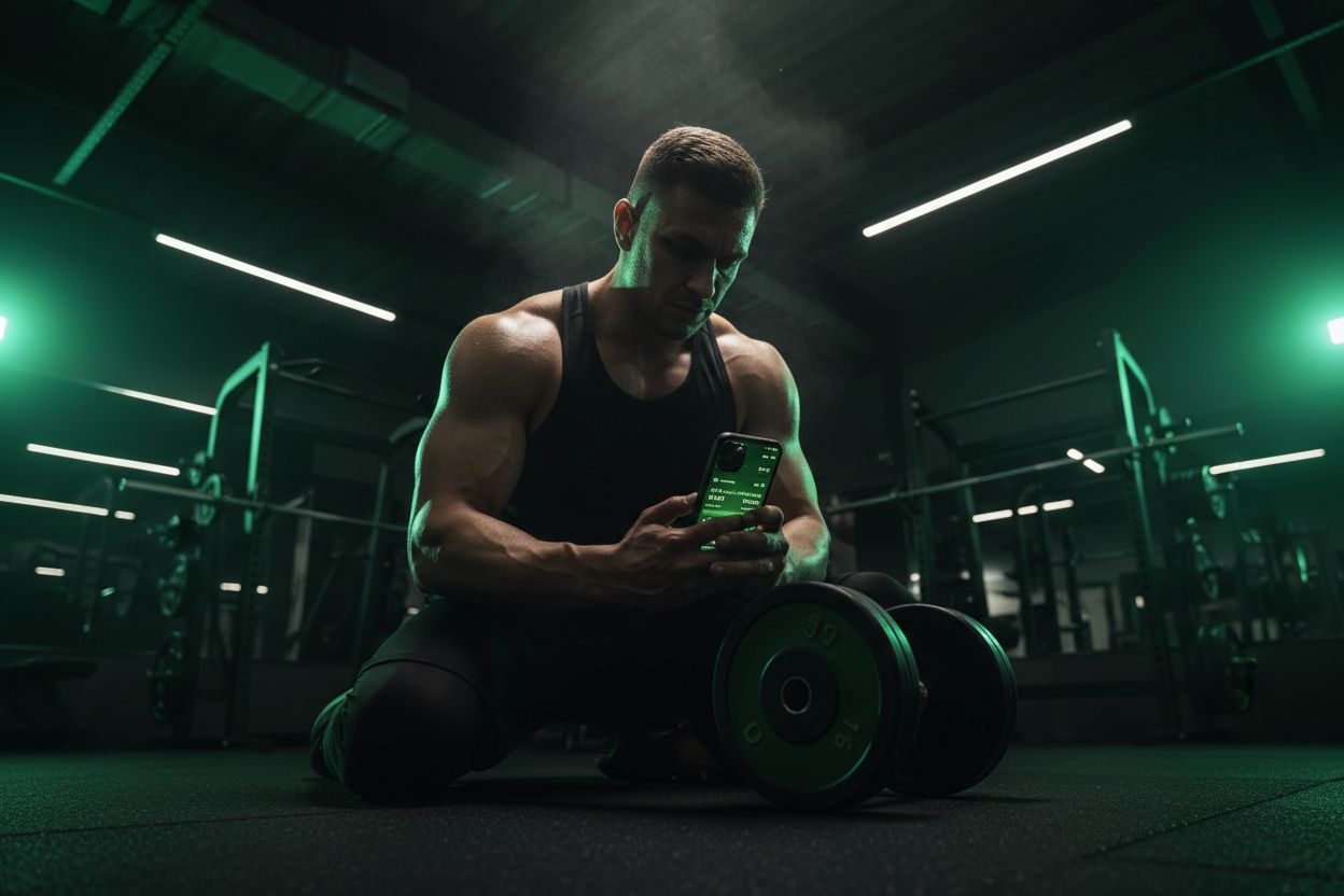 Person using a gym progress tracker