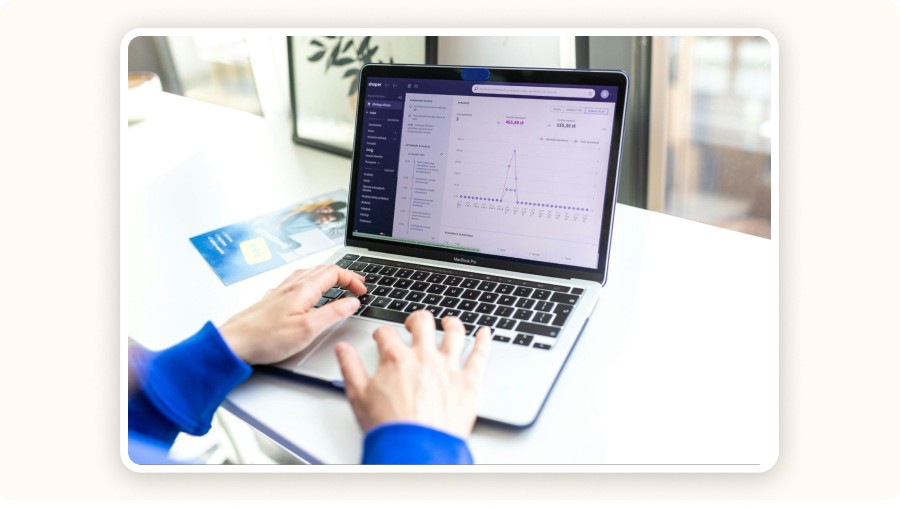 statistics on laptop