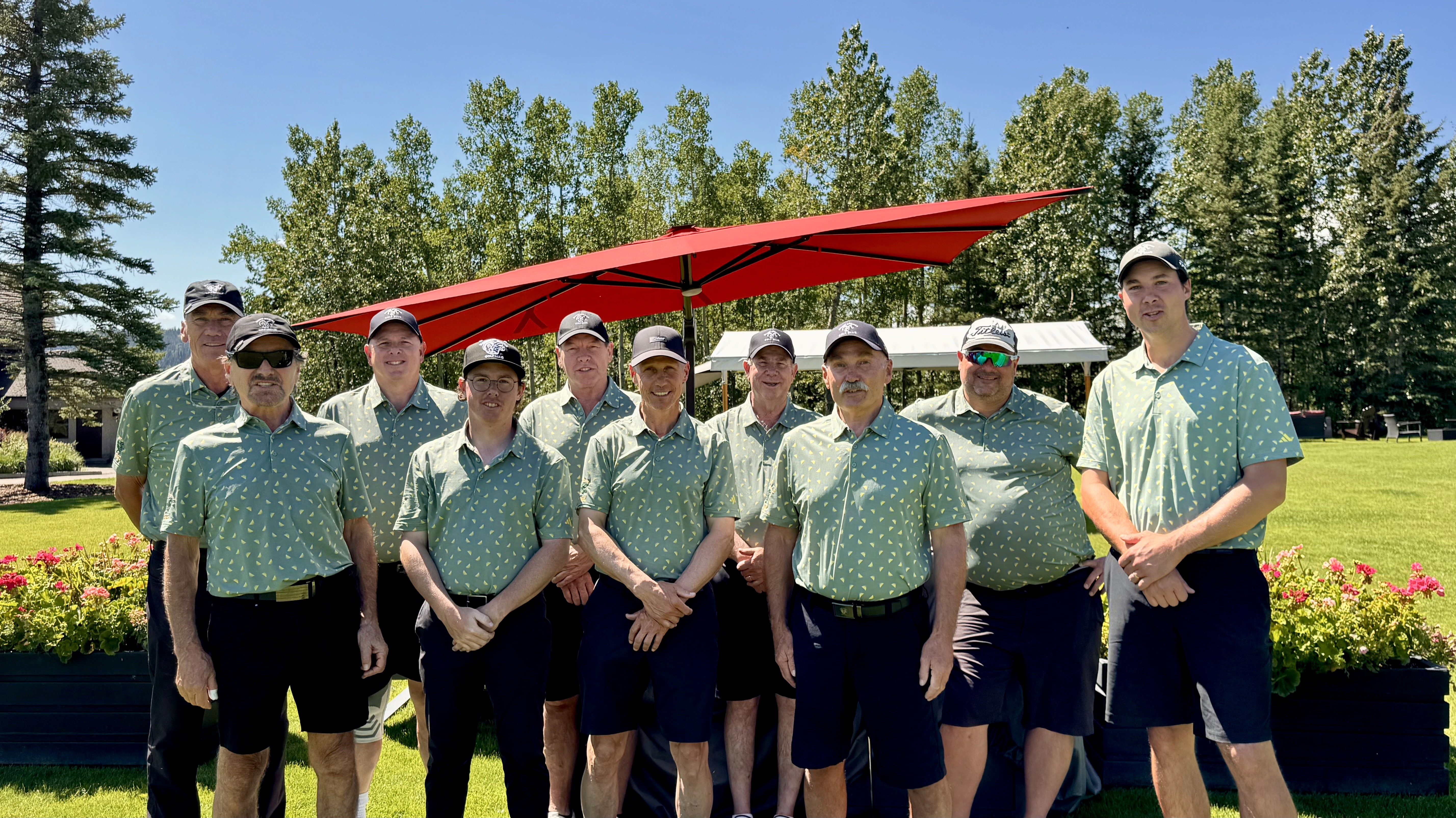 Two men greeting with hand