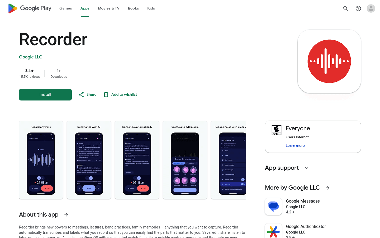 Google Recorder Android recording and transcription app