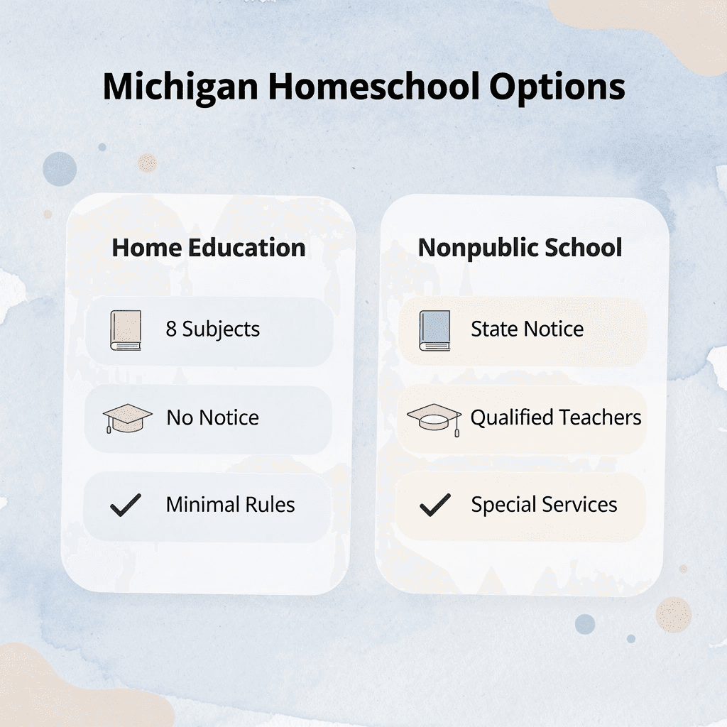 Comparison chart of home education versus nonpublic school options