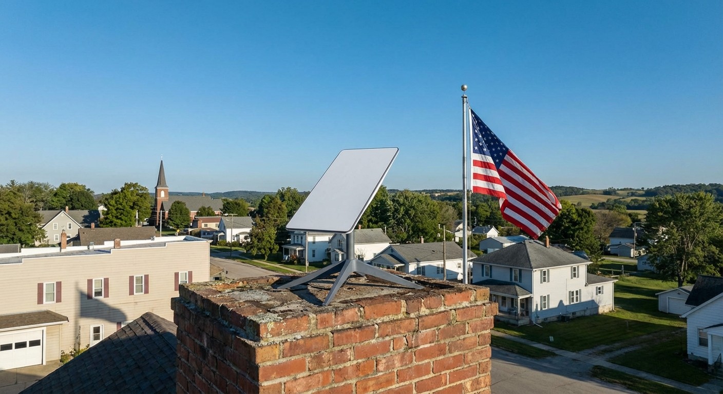 Starlink dish on county courthouse roof