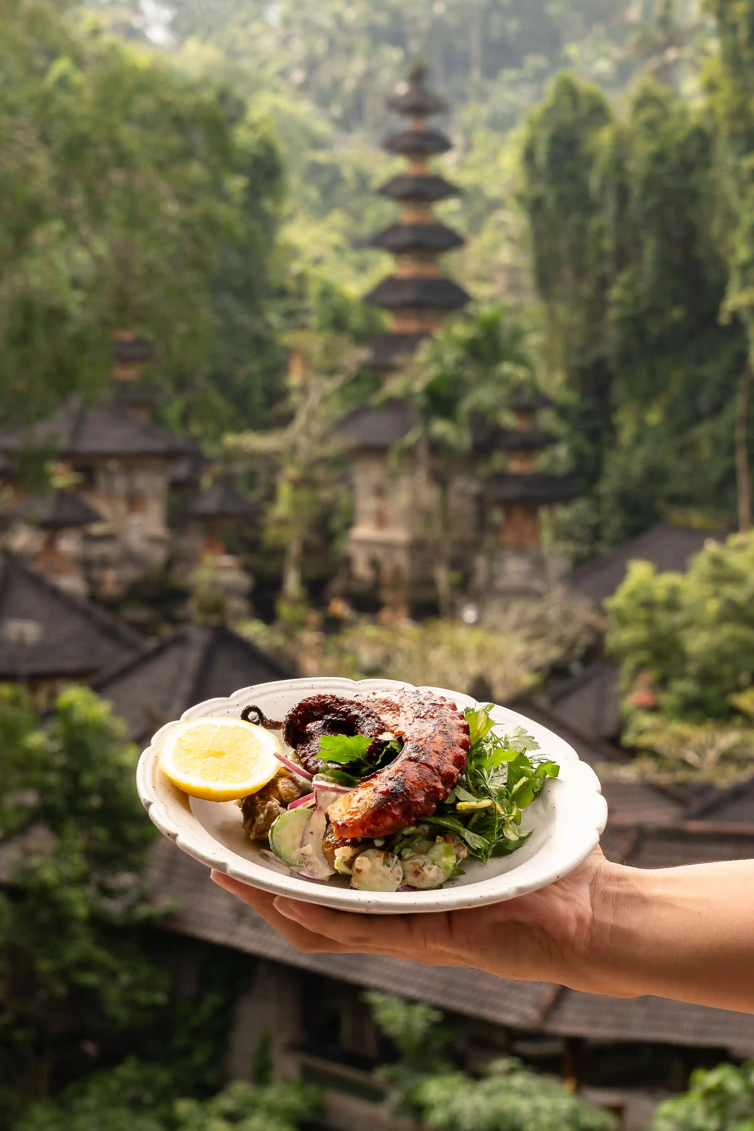 taste the vegan asparagus in nari restaurant ubud