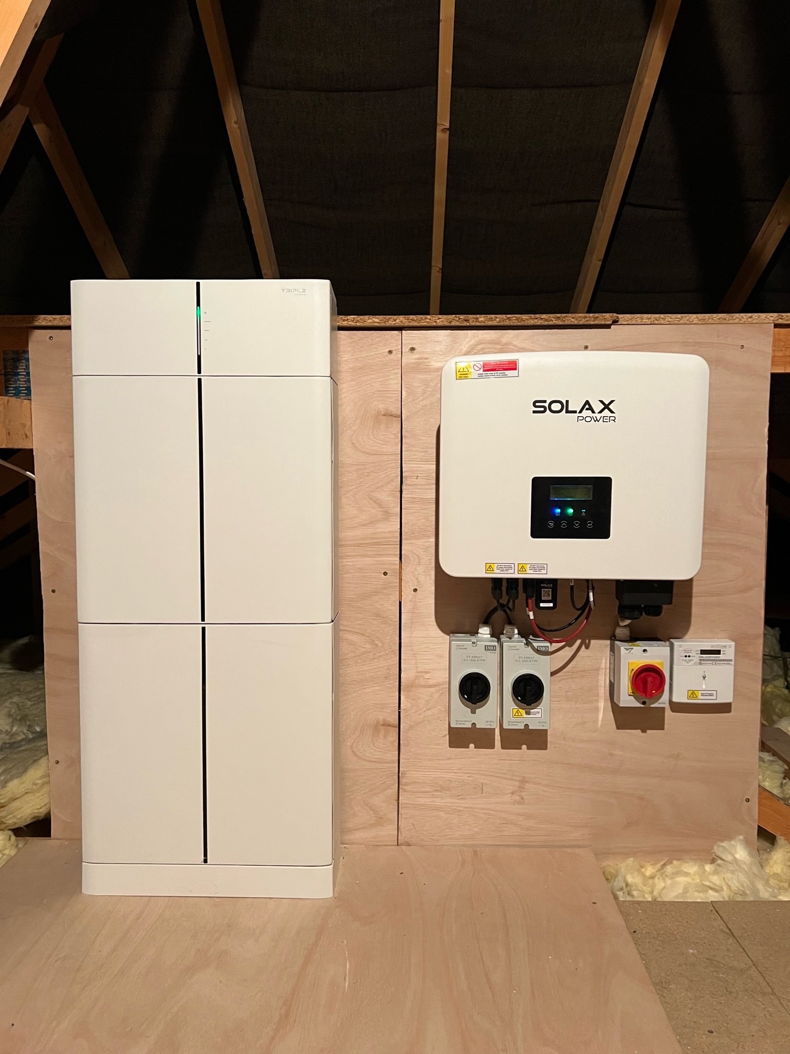 SolaX battery storage and inverter installed in the loft of a home in Dulwich