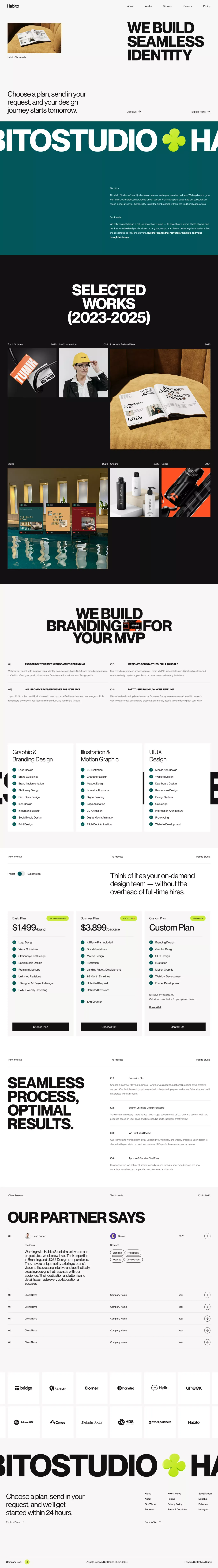 Habito Studio portfolio page screenshot showcasing Design and Tech design