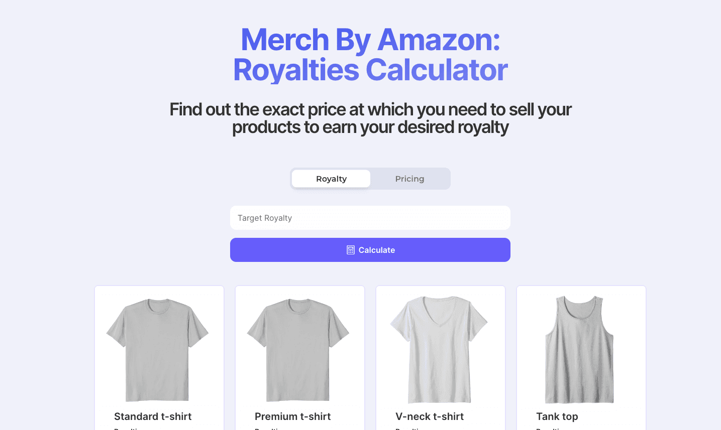 Merch by Amazon Royalties Calculator Amazon Royalty Calculator Podly