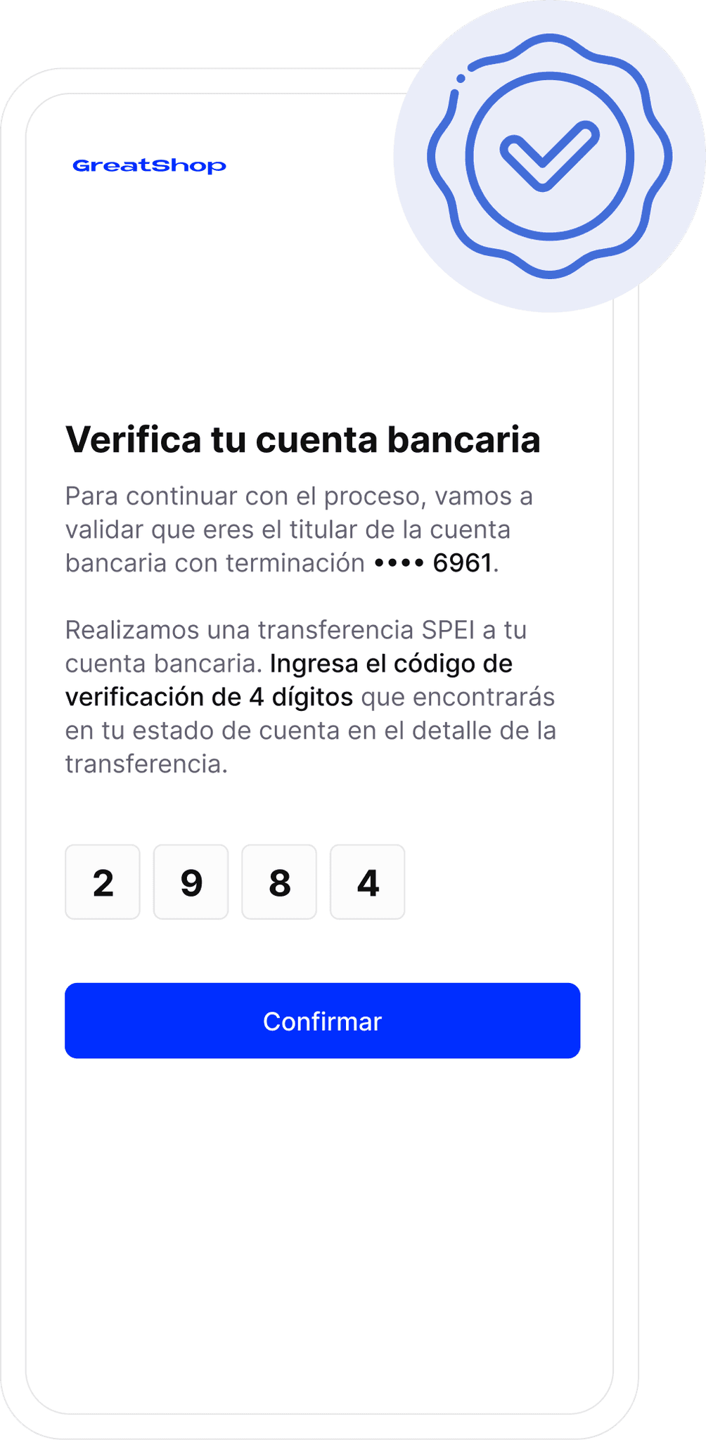 Mockup verificación domiciliación