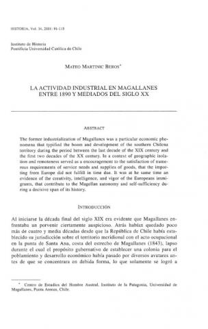 La actividad industrial en Magallanes entre 1890 y mediados del siglo XX