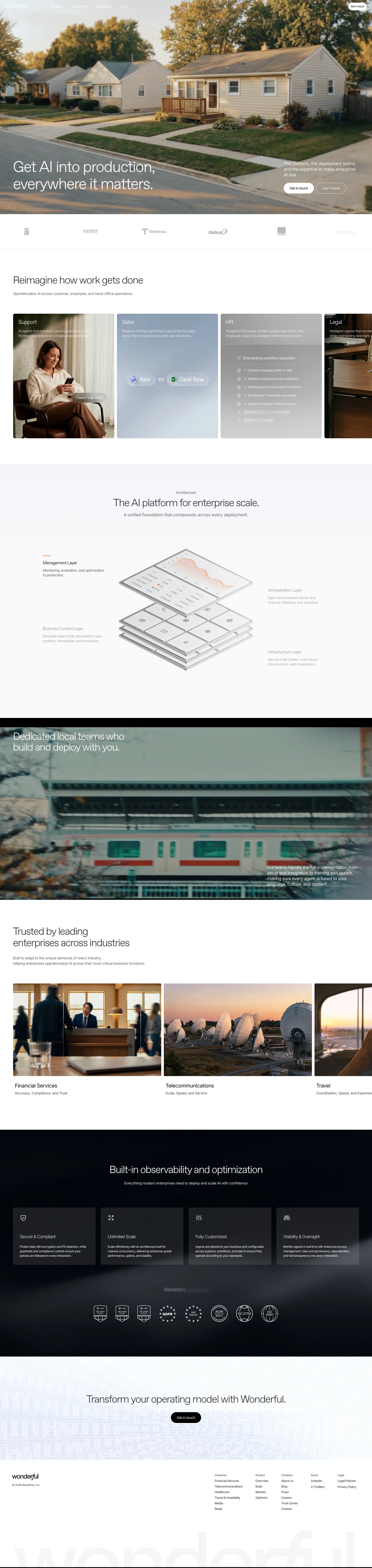 Wonderful landing page screenshot showcasing AI and Tech design