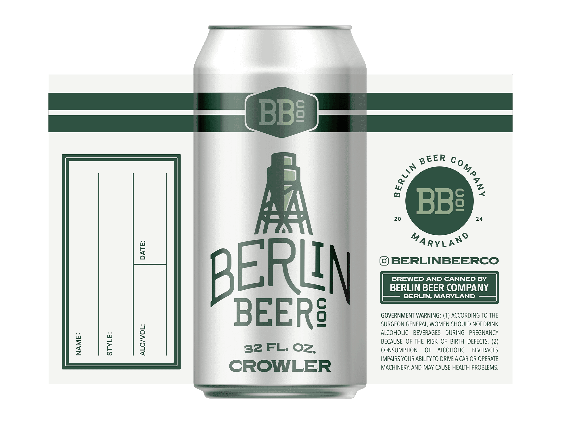 Berlin Beer Company's 32oz. Crowler Label