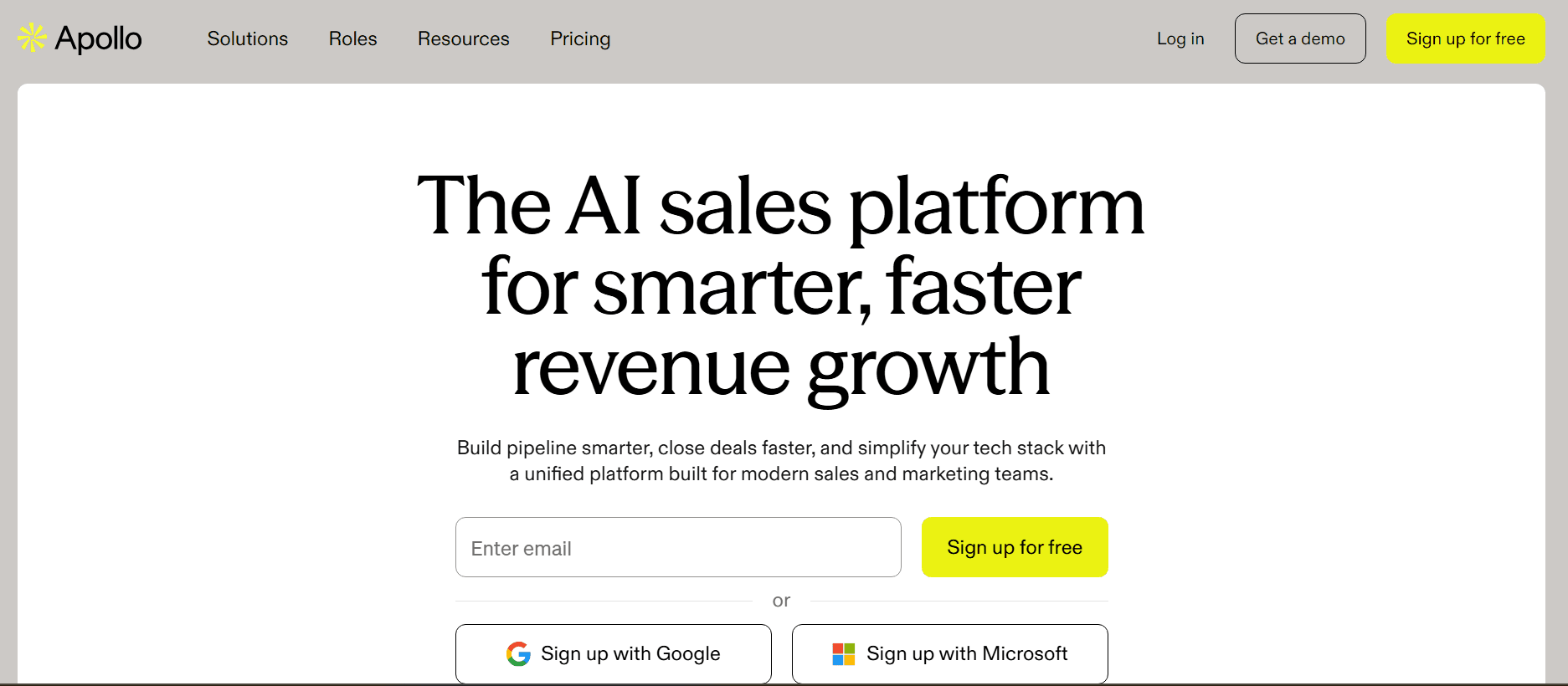 Apollo.io landing page