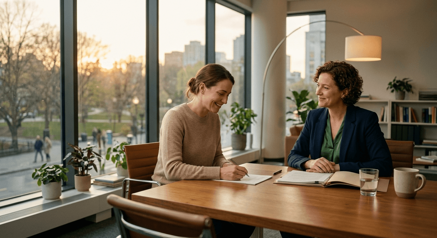 Barrister lawyer consulting with injury compensation client