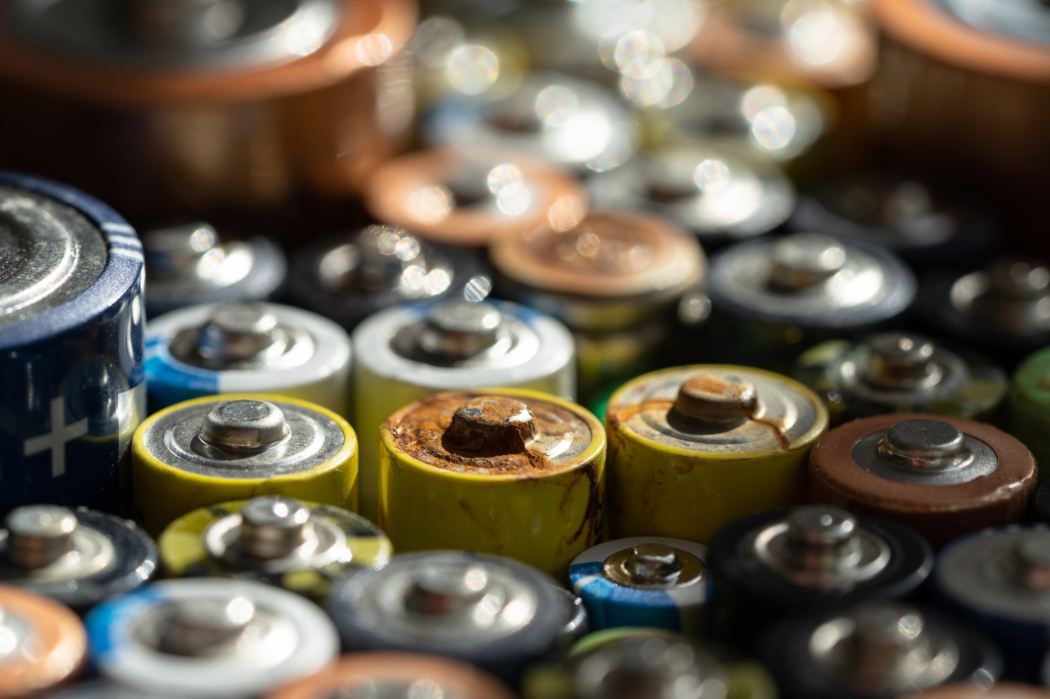 Close up image of household batteries