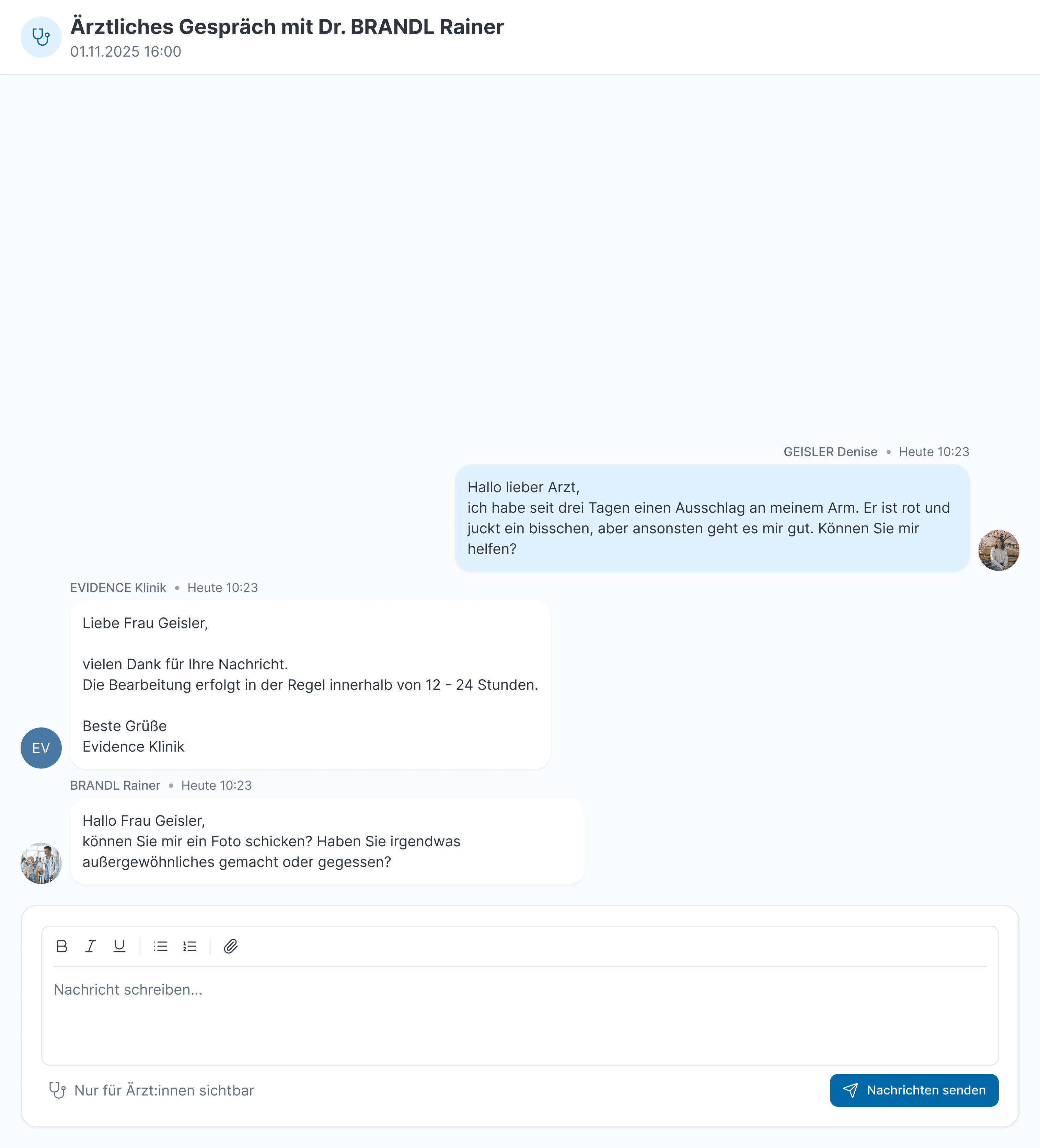 37.clinic - Ärztliches Gespräch, nach Absenden