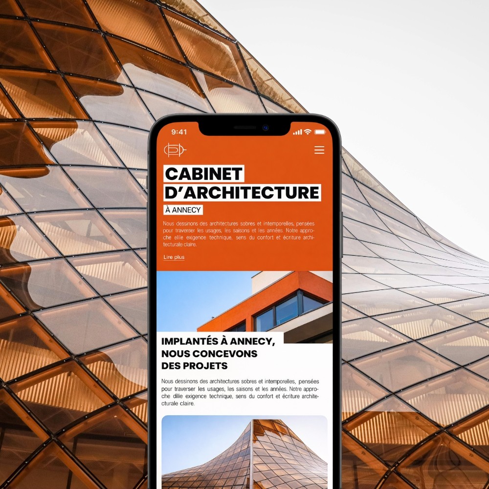 Screen from a fictional website on a pink gradient background