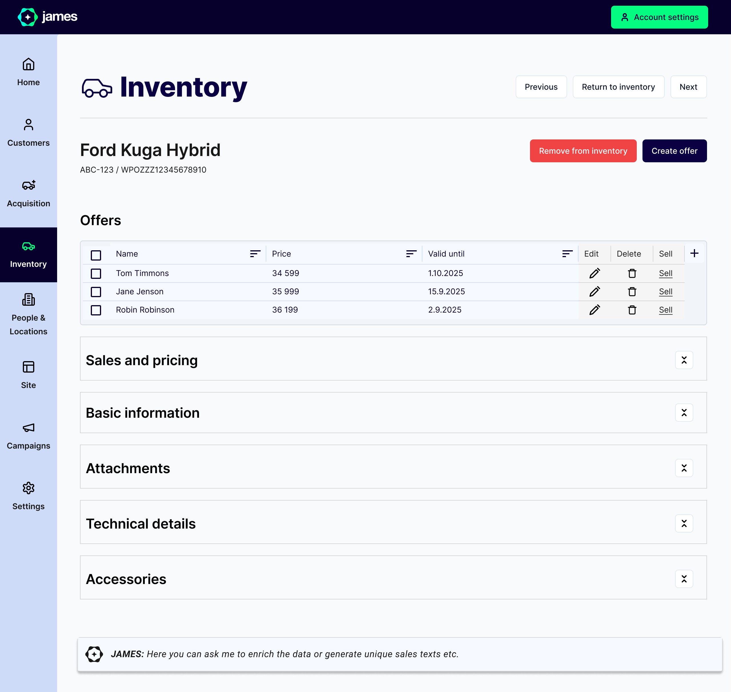 Varaston hallinta – auton muokkaus