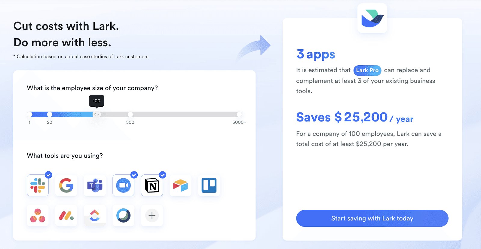 Lark's savings calculator