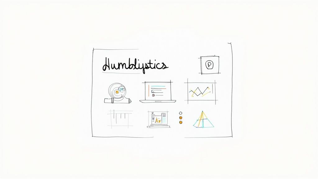 A clean, intuitive web analytics dashboard from Humblytics displayed on a laptop.