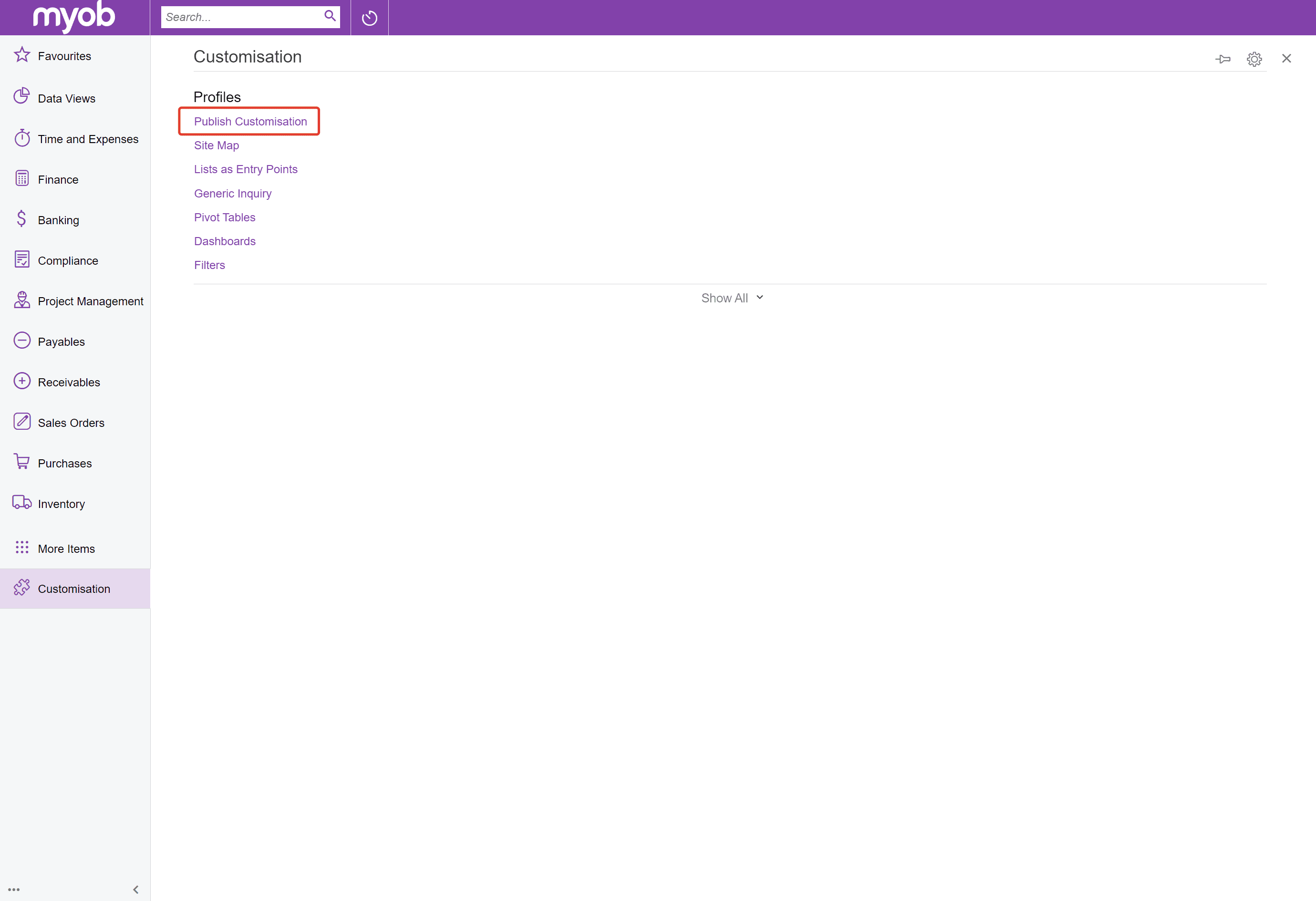 Publish Customisation