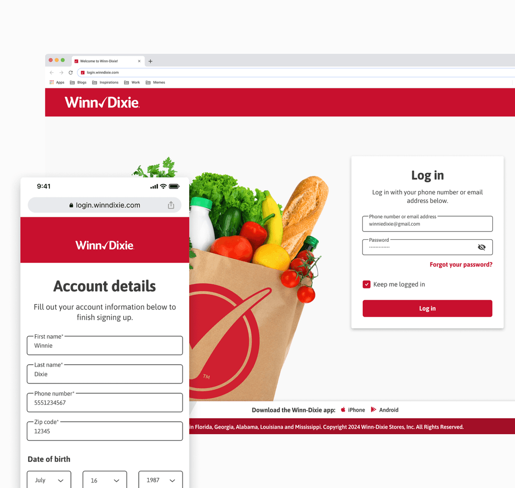 Image of a log in and sign up mockup