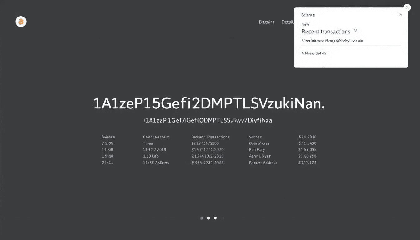 The image displays a screenshot of a blockchain explorer, showcasing detailed information about a specific bitcoin address, including its transaction history and balance. It highlights various bitcoin transactions associated with the address, emphasizing the importance of address accuracy for secure transactions on the bitcoin network.