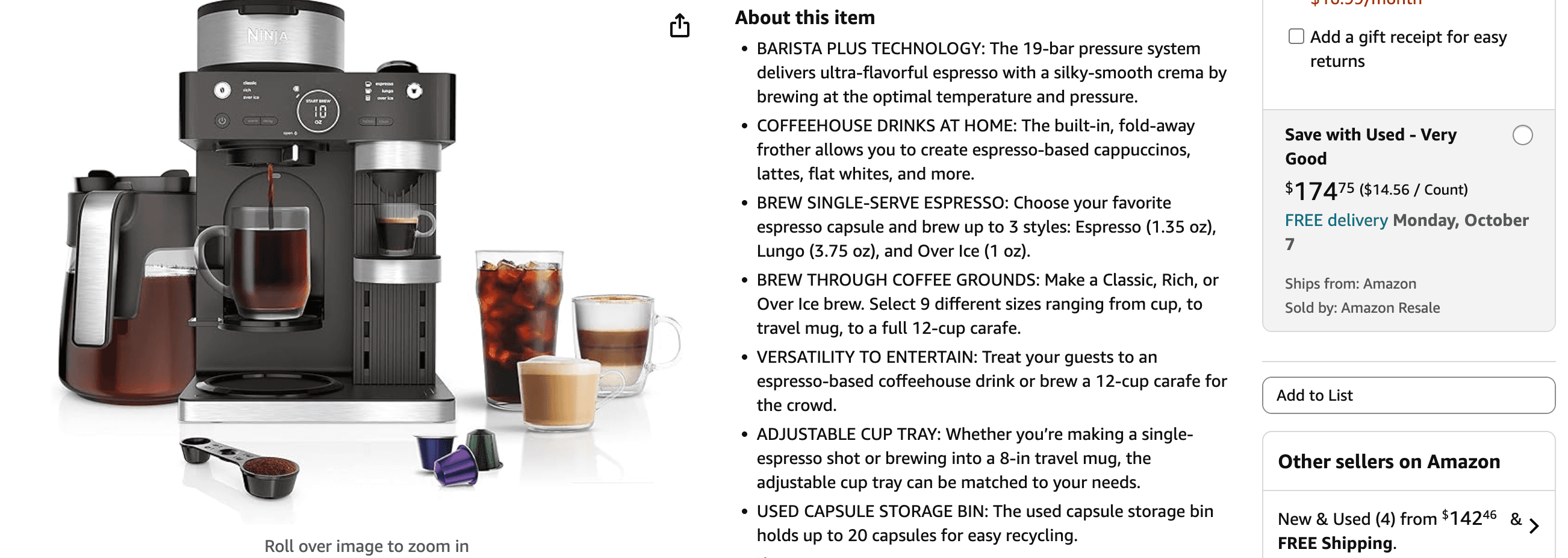 Product image highlighting key benefits in bullet points