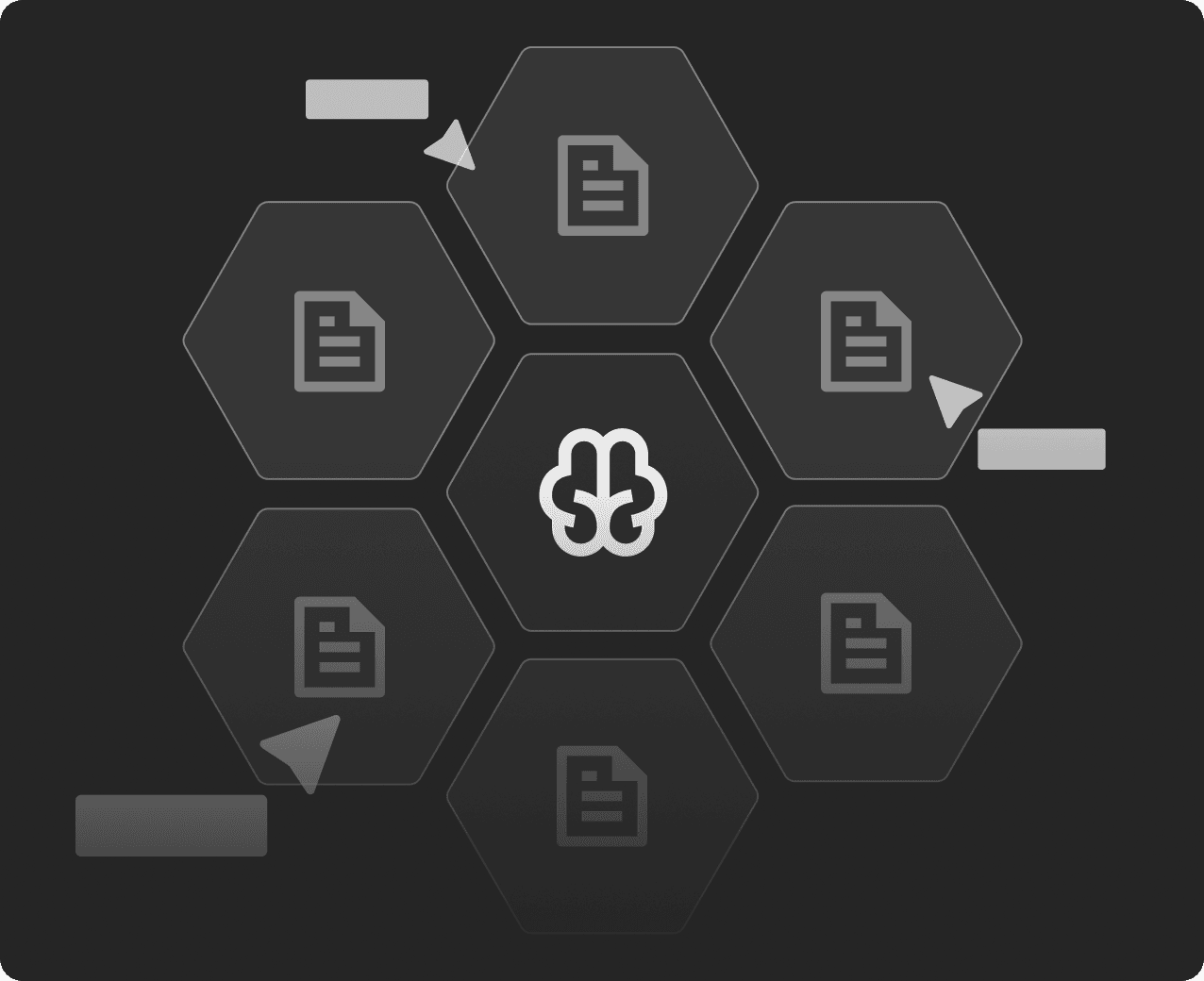 Graphic with brain in middle with couple cursors working faster