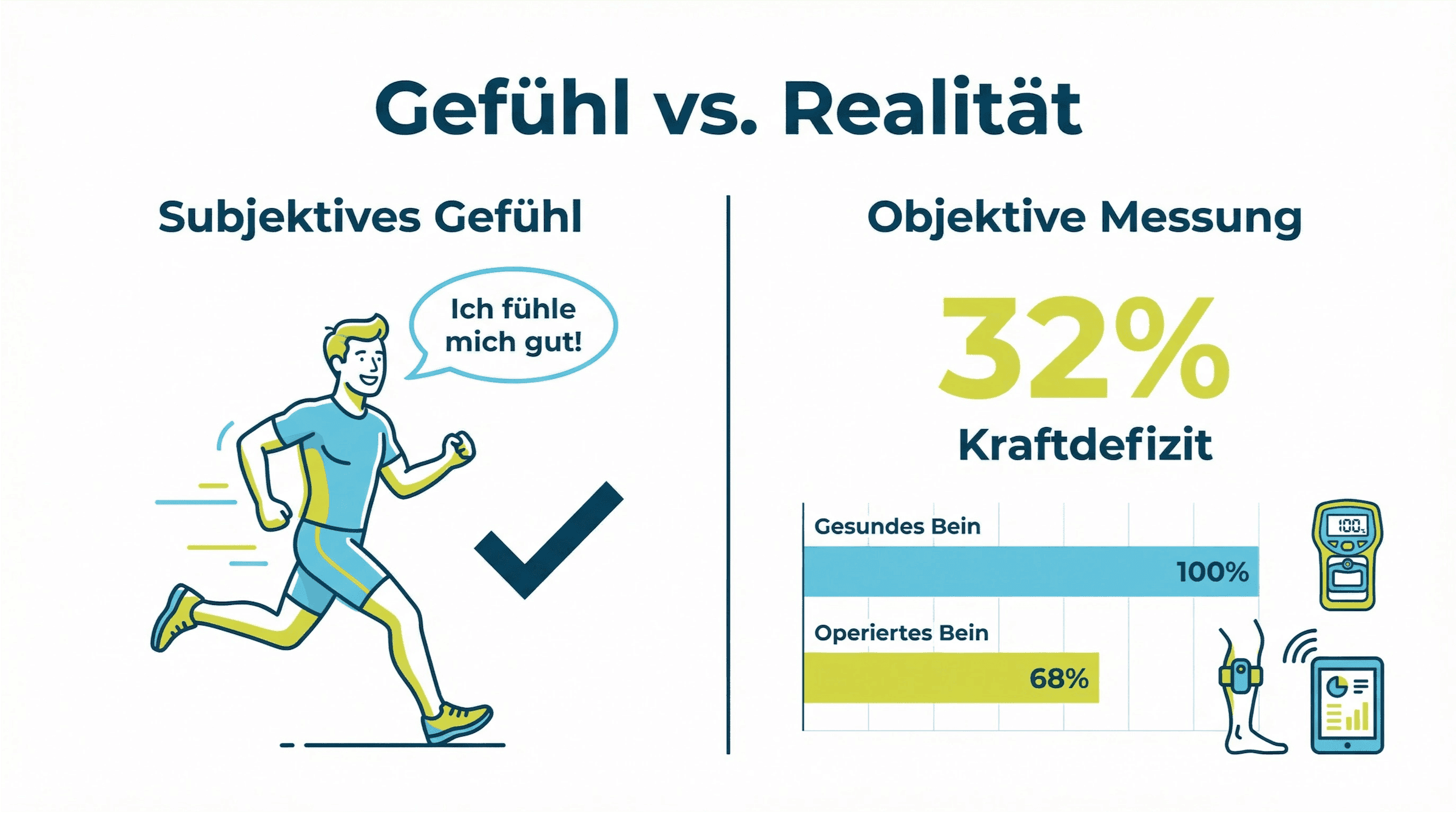 Illustration zum Thema Gefühl versus Realitat in der Reha