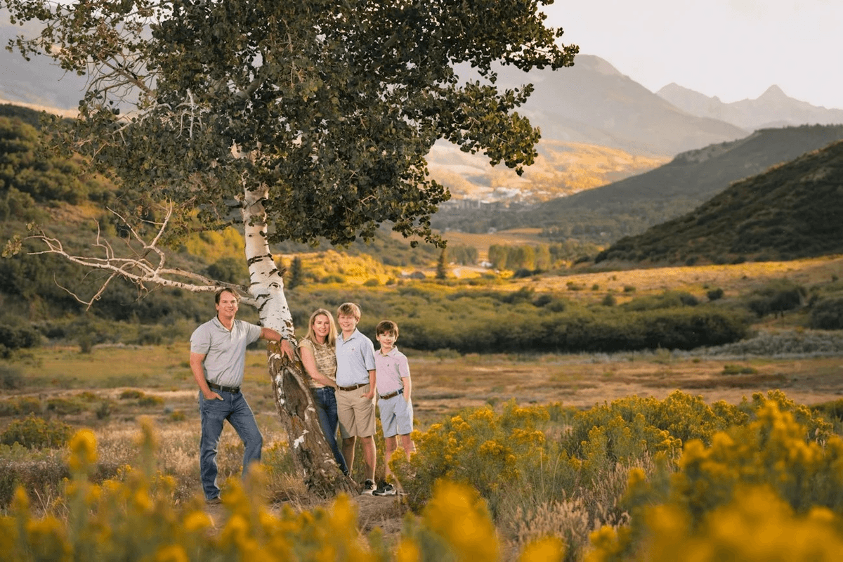 Family portrait in an Aspen mountain meadow