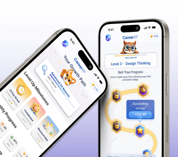 Confident woman in a tan suit holding a resume in a bright office, with colleagues working in the background.