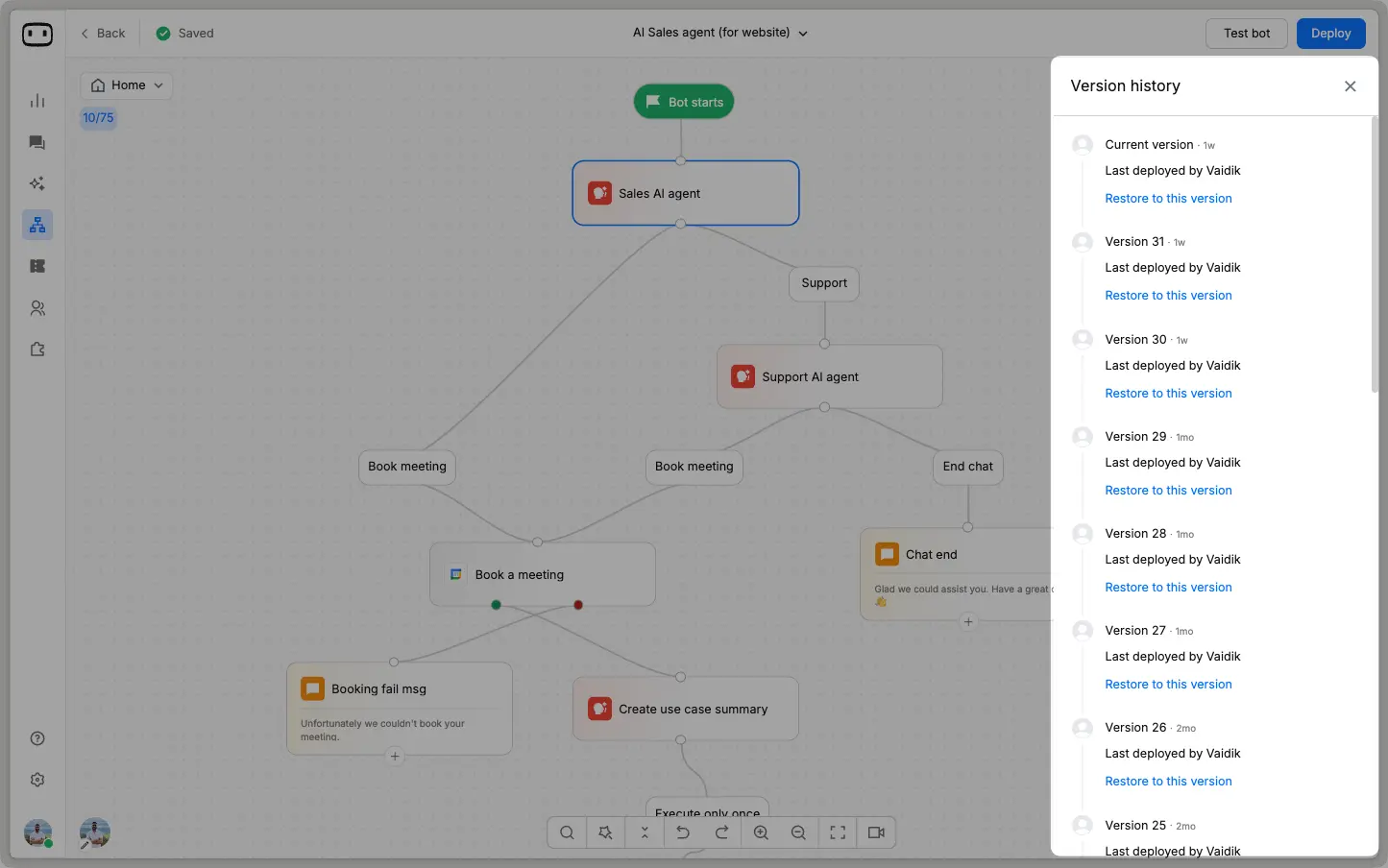 version management in WotNot