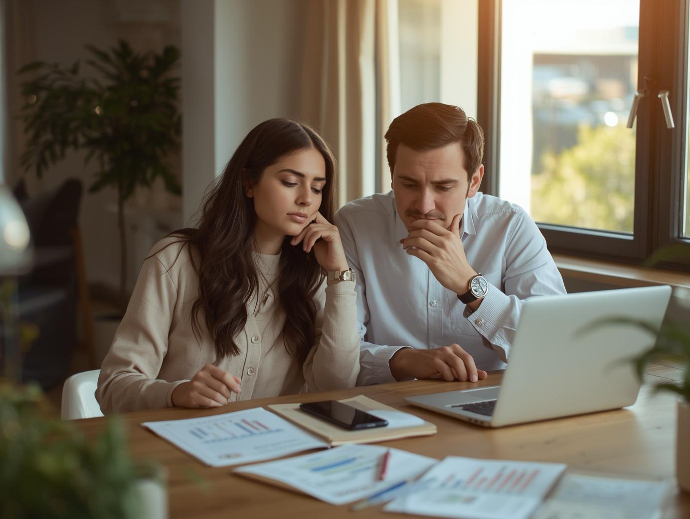 Couple exploring on laptop