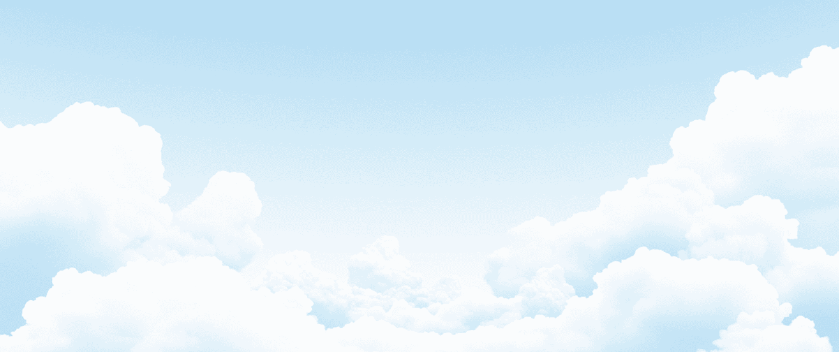 Pixel art animation of white fluffy clouds in a bright blue sky. A tranquil and serene scene.