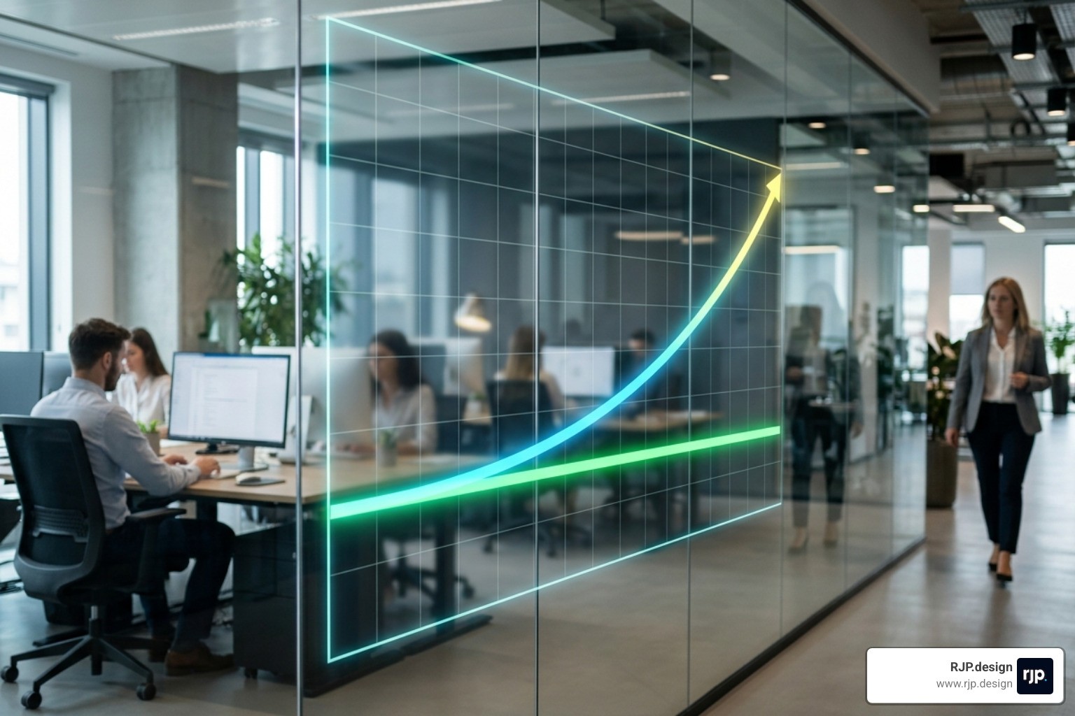 Graph showing agency growth metrics: Revenue increases while overhead remains flat through white label partnership - white