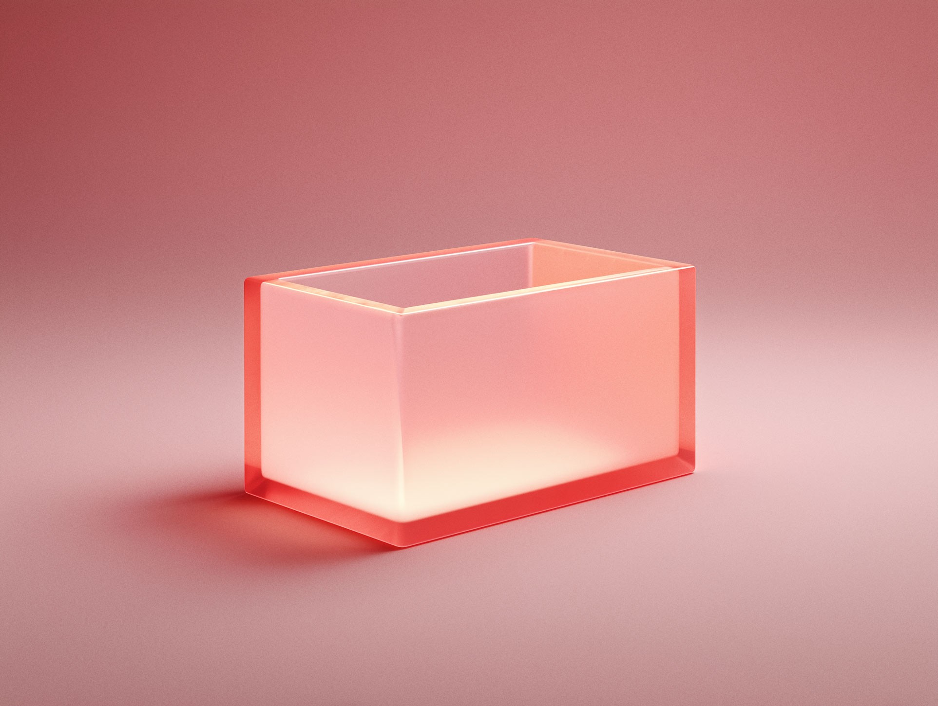 Rectangular glass block with coral tint