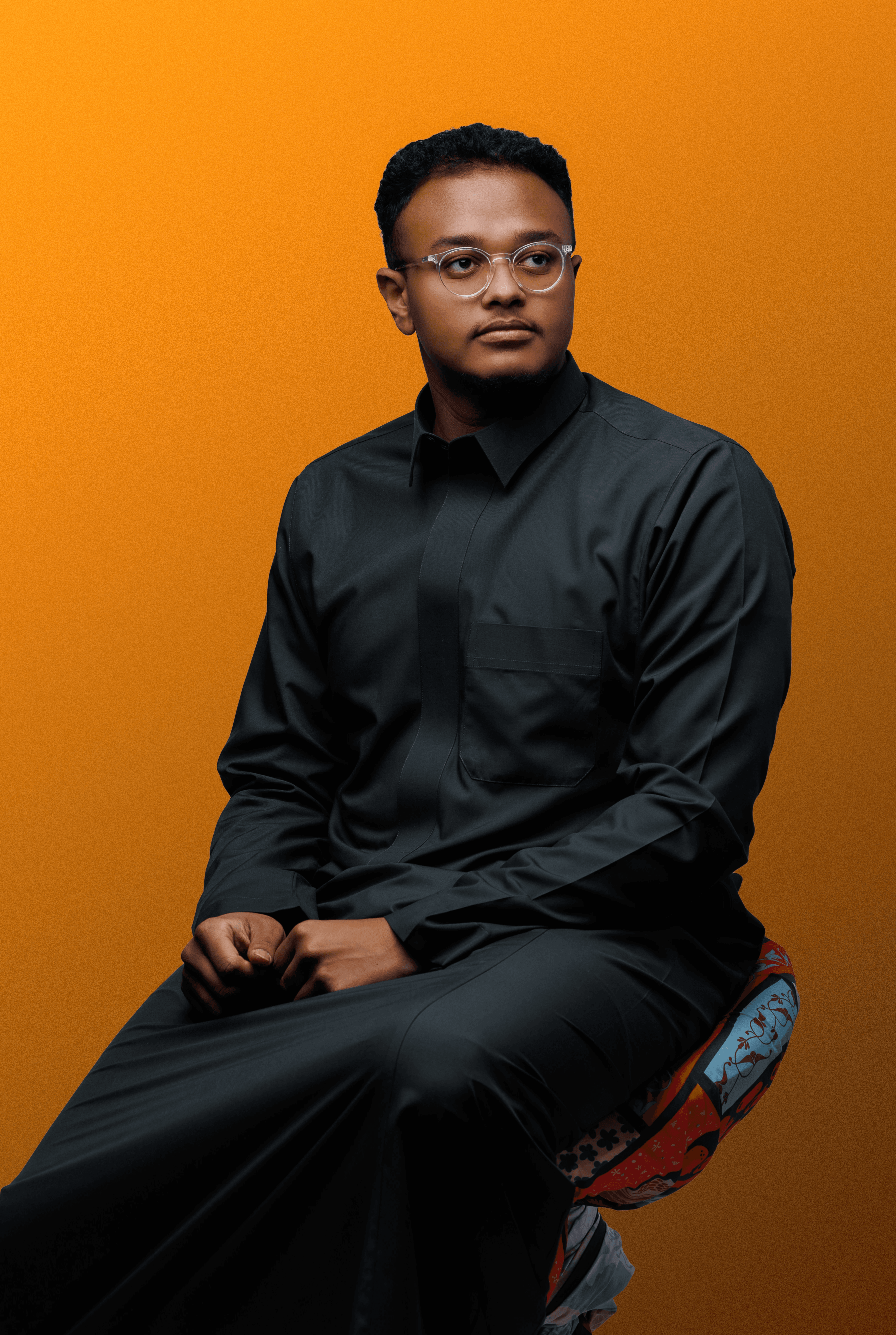 Portrait  of a young 3D character with glasses