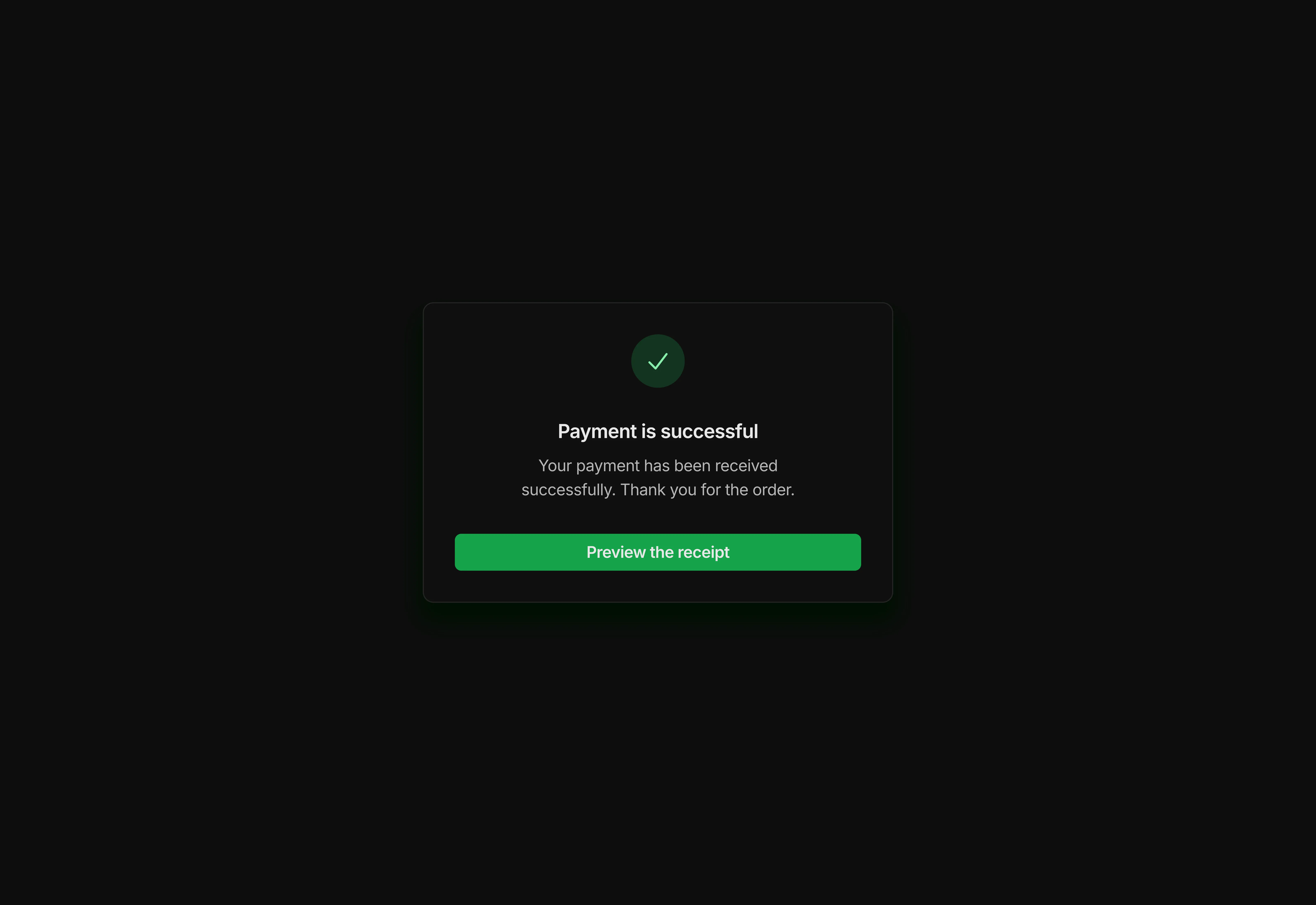 A dark themed centre align overlay dialogue UI design.