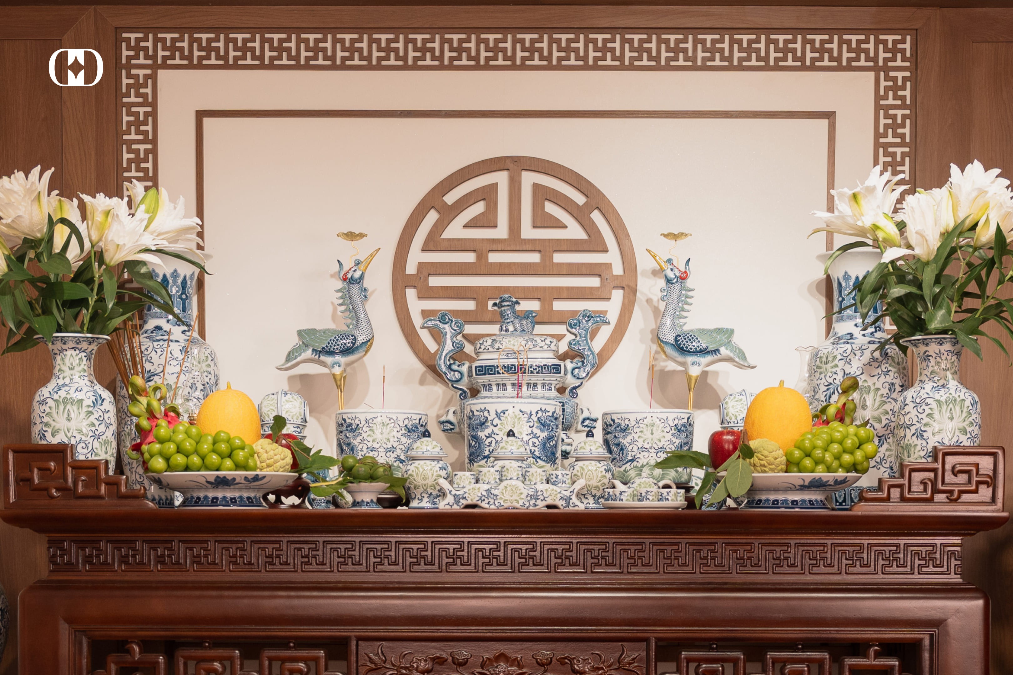 Bộ Đỉnh Hạc Gốm Sứ