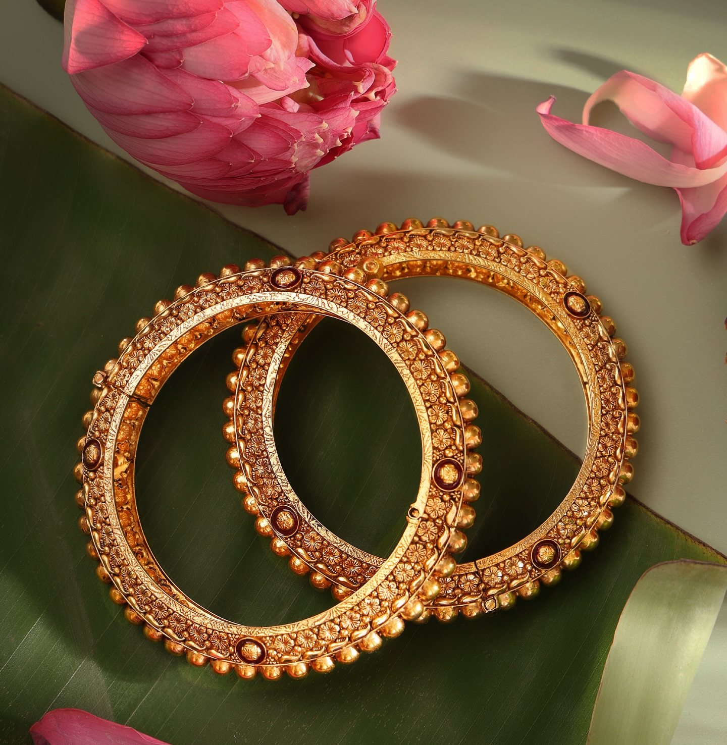 Granulated Bangles, 22K antique gold